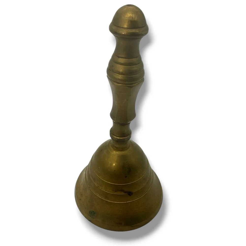 Vintage Solid Brass Hand Bell Made in India Decorative Service Reception Desk